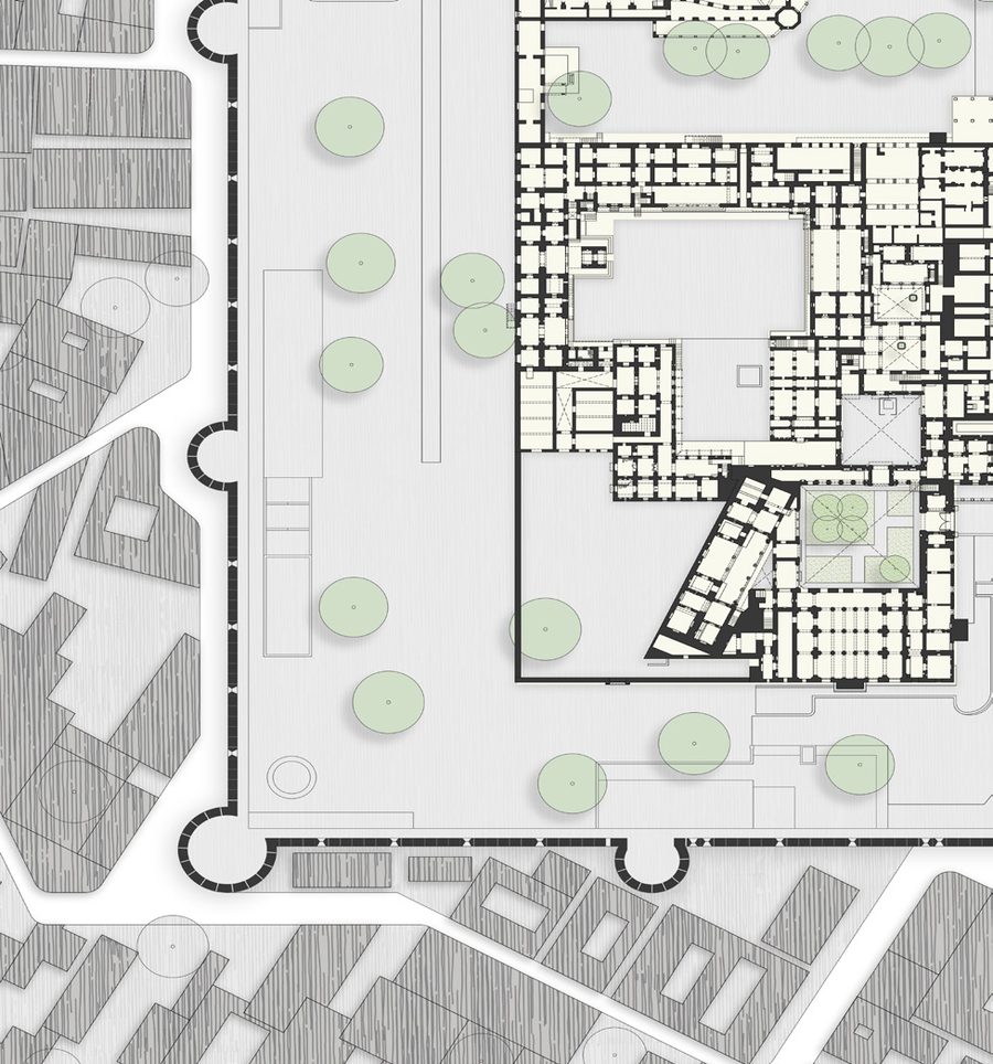 Site plan drawing displayed at an AADI exhibition